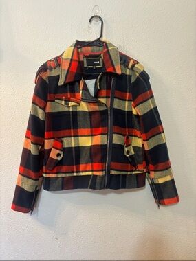Hurley Plaid Flannel Shirt Jacket in Red, Navy & Yellow